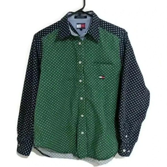 Vtg 90s Tommy Hilfiger Colorblock button shirt - Picture 1 of 5